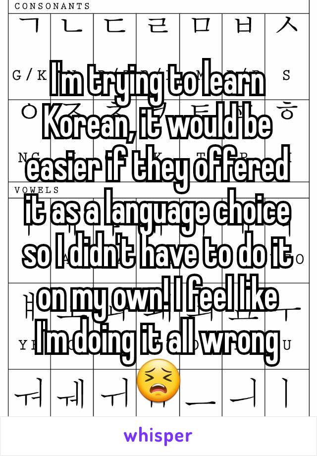 I'm trying to learn Korean, it would be easier if they offered it as a language choice so I didn't have to do it on my own! I feel like I'm doing it all wrong 😣