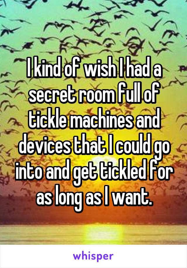 I kind of wish I had a secret room full of tickle machines and devices that I could go into and get tickled for as long as I want.