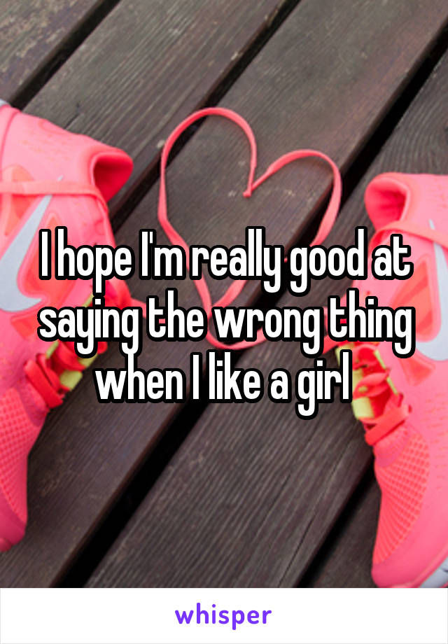 I hope I'm really good at saying the wrong thing when I like a girl 