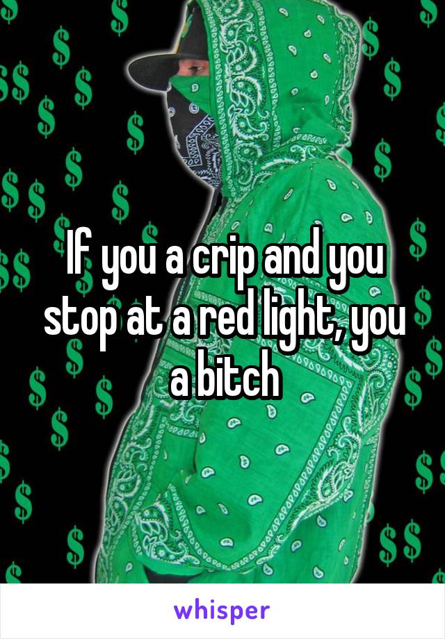 If you a crip and you stop at a red light, you a bitch