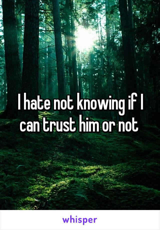 I hate not knowing if I can trust him or not 