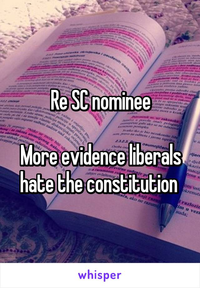 Re SC nominee

More evidence liberals hate the constitution 