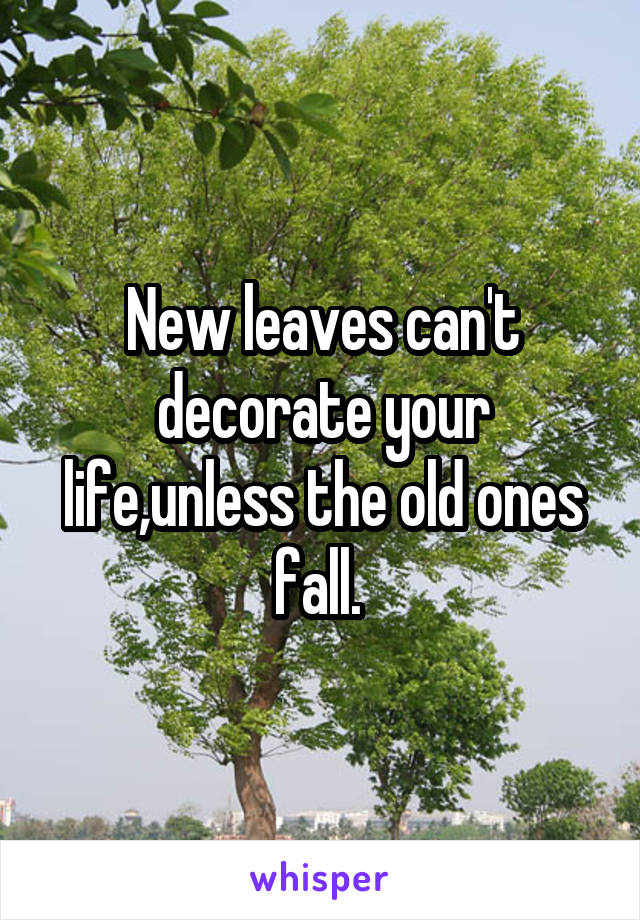 New leaves can't decorate your life,unless the old ones fall. 