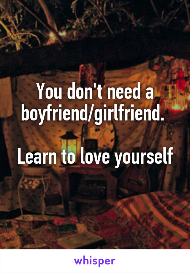 You don't need a boyfriend/girlfriend. 

Learn to love yourself 