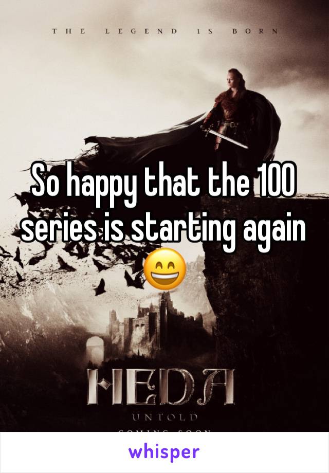 So happy that the 100 series is starting again 😄