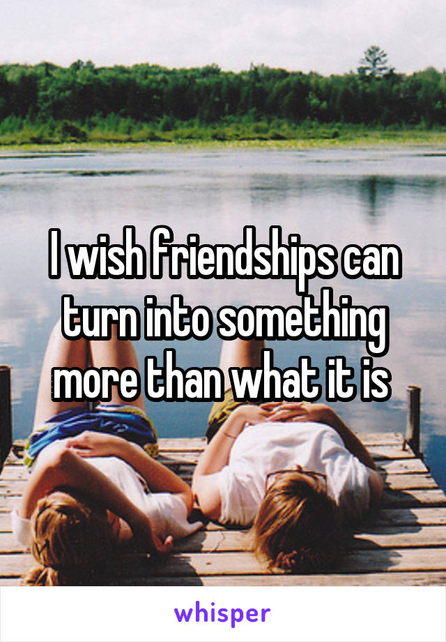 I wish friendships can turn into something more than what it is 