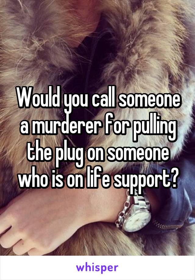 Would you call someone a murderer for pulling the plug on someone who is on life support?