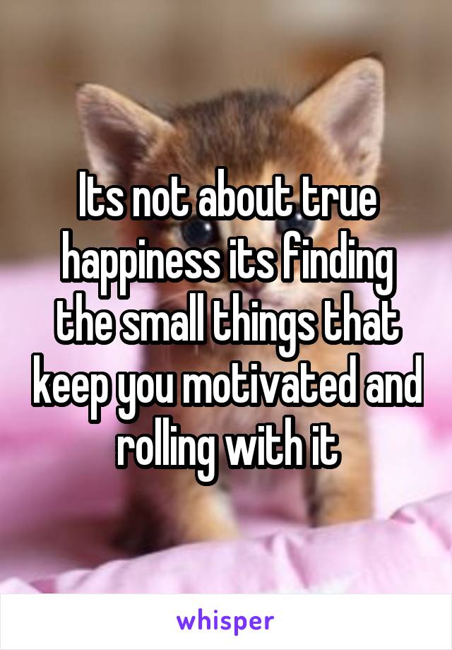 Its not about true happiness its finding the small things that keep you motivated and rolling with it