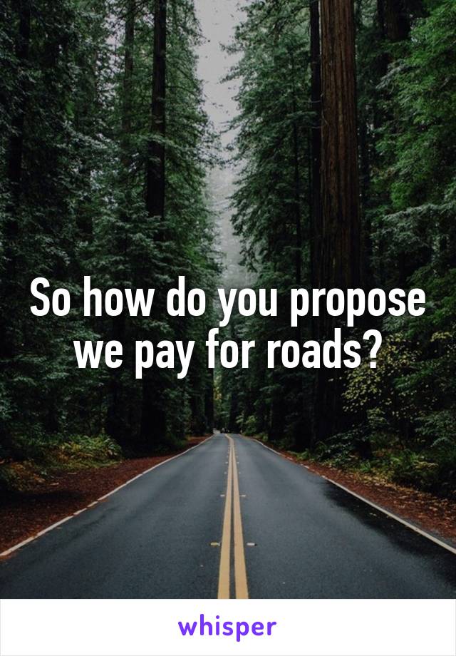 So how do you propose we pay for roads?