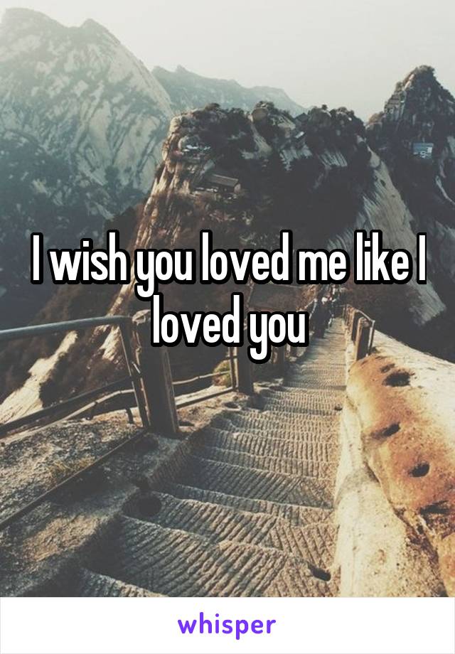 I wish you loved me like I loved you
