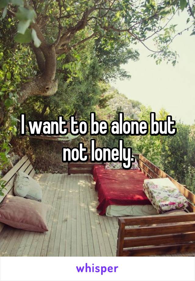 I want to be alone but not lonely.