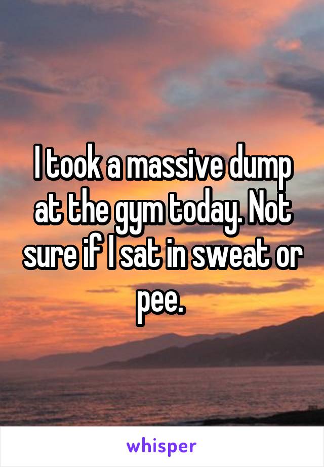 I took a massive dump at the gym today. Not sure if I sat in sweat or pee. 