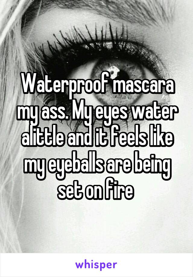 Waterproof mascara my ass. My eyes water alittle and it feels like my eyeballs are being set on fire 