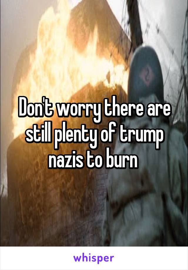 Don't worry there are still plenty of trump nazis to burn 