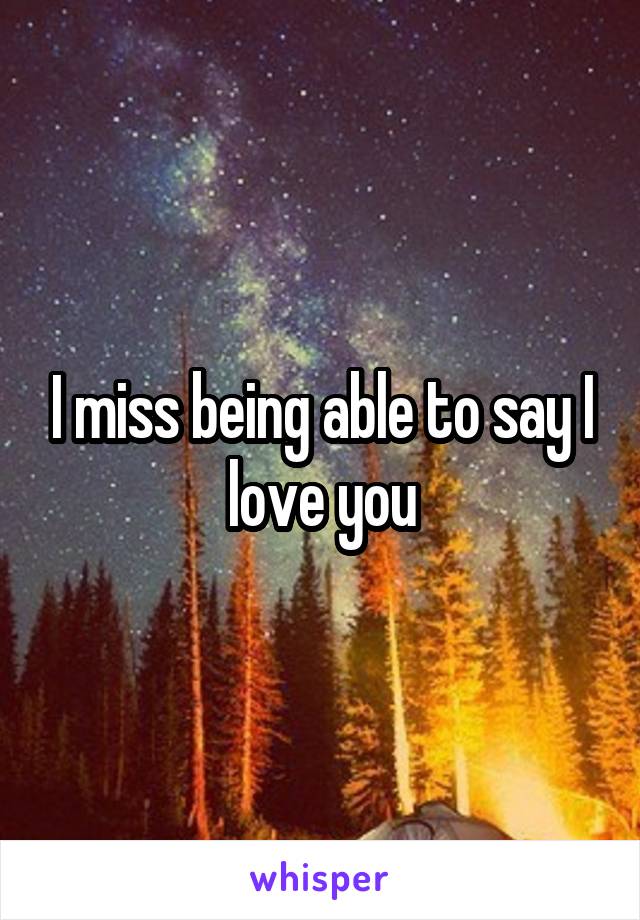 I miss being able to say I love you