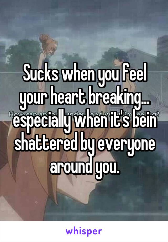 Sucks when you feel your heart breaking... especially when it's bein shattered by everyone around you.