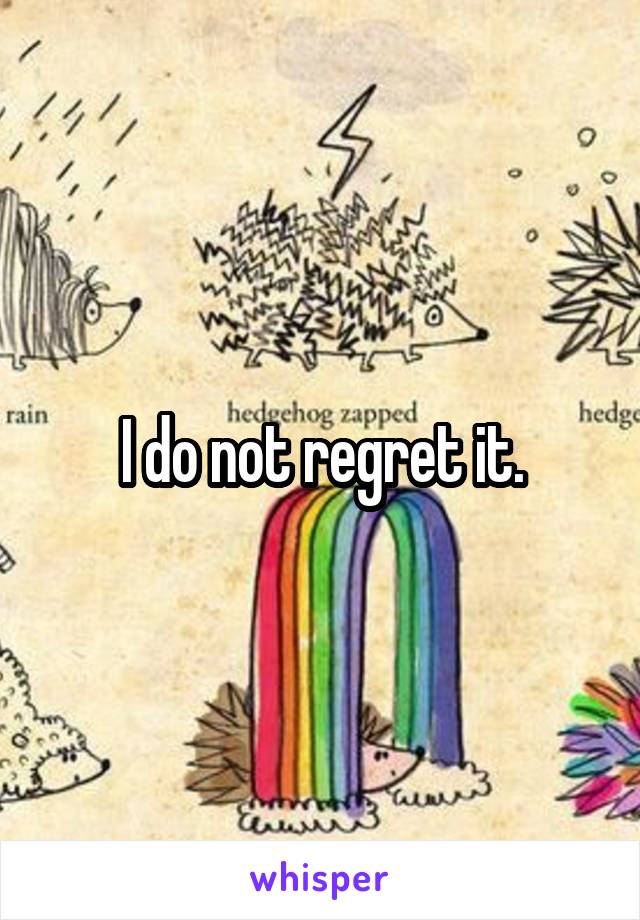 I do not regret it.