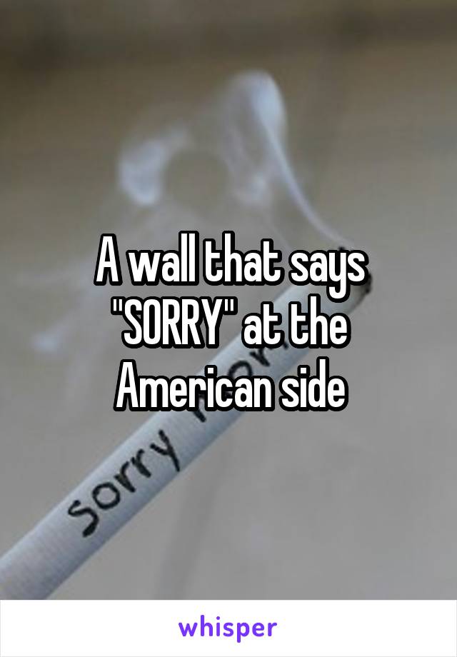 A wall that says "SORRY" at the American side
