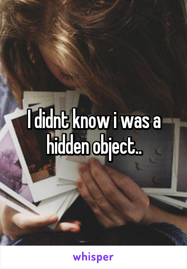 I didnt know i was a hidden object..