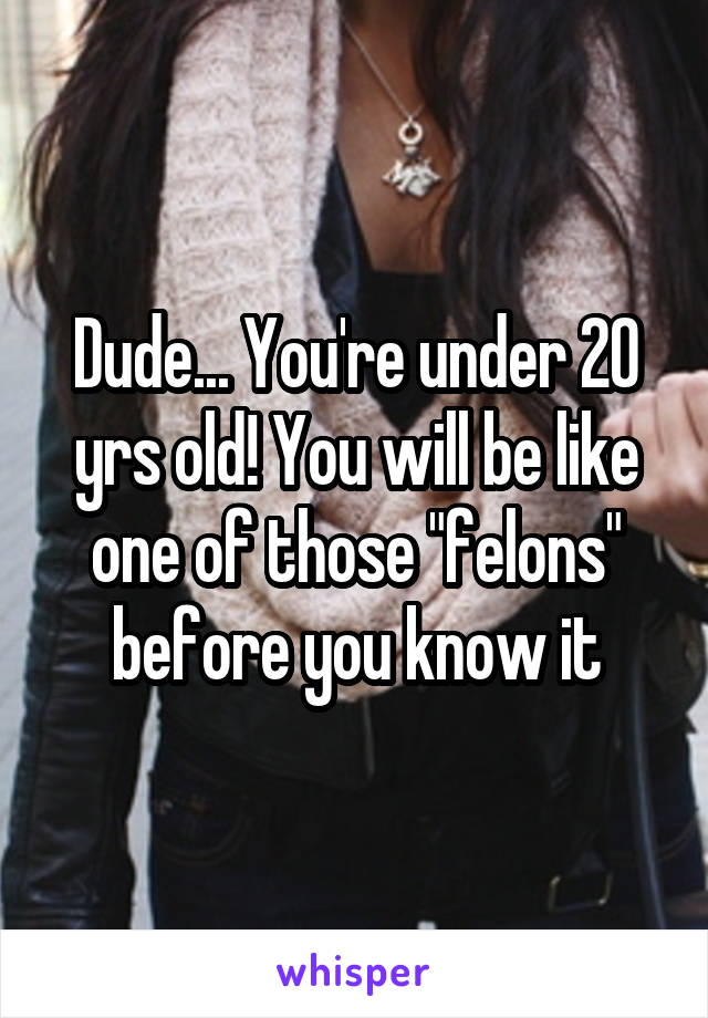 Dude... You're under 20 yrs old! You will be like one of those "felons" before you know it