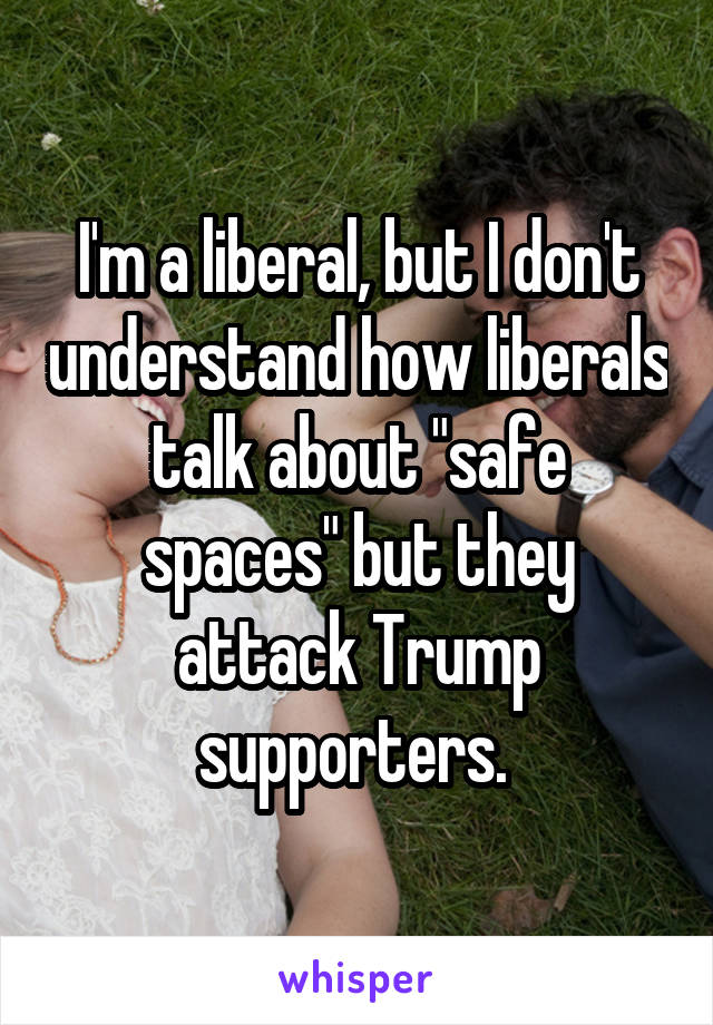 I'm a liberal, but I don't understand how liberals talk about "safe spaces" but they attack Trump supporters. 