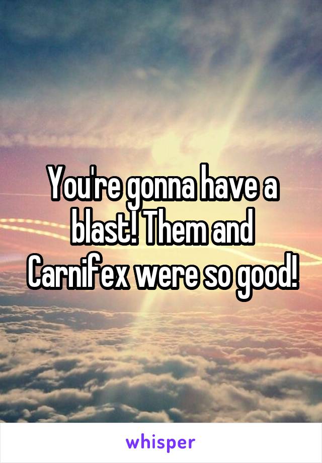 You're gonna have a blast! Them and Carnifex were so good!