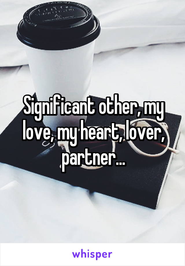 Significant other, my love, my heart, lover, partner...
