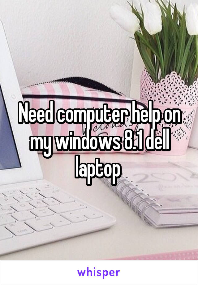 Need computer help on my windows 8.1 dell laptop 