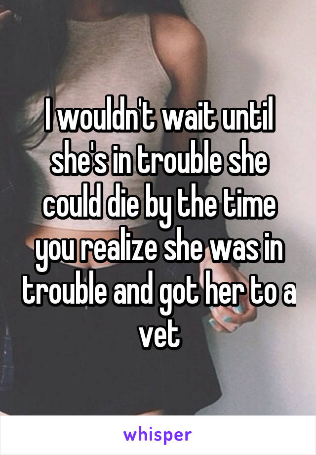 I wouldn't wait until she's in trouble she could die by the time you realize she was in trouble and got her to a vet