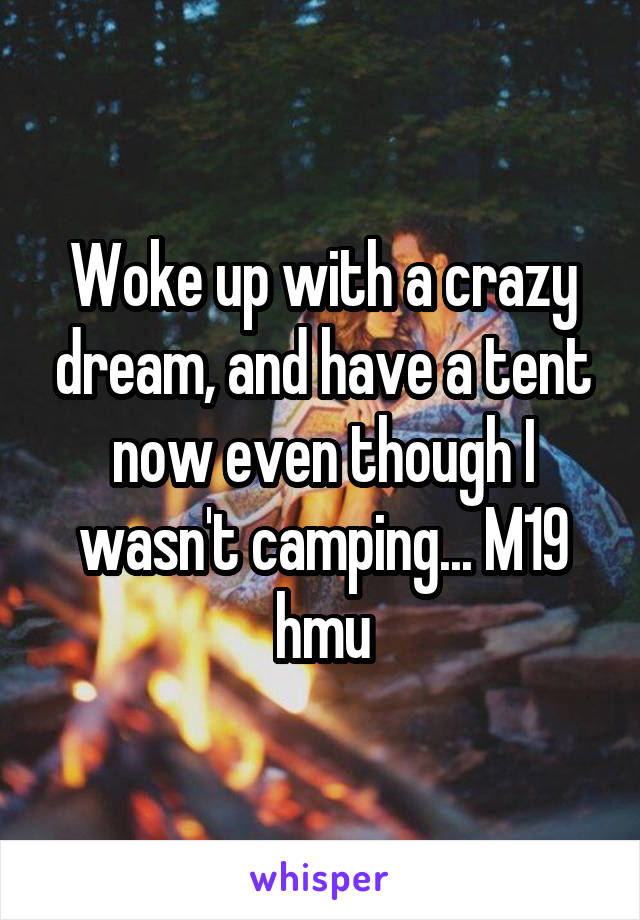 Woke up with a crazy dream, and have a tent now even though I wasn't camping... M19 hmu