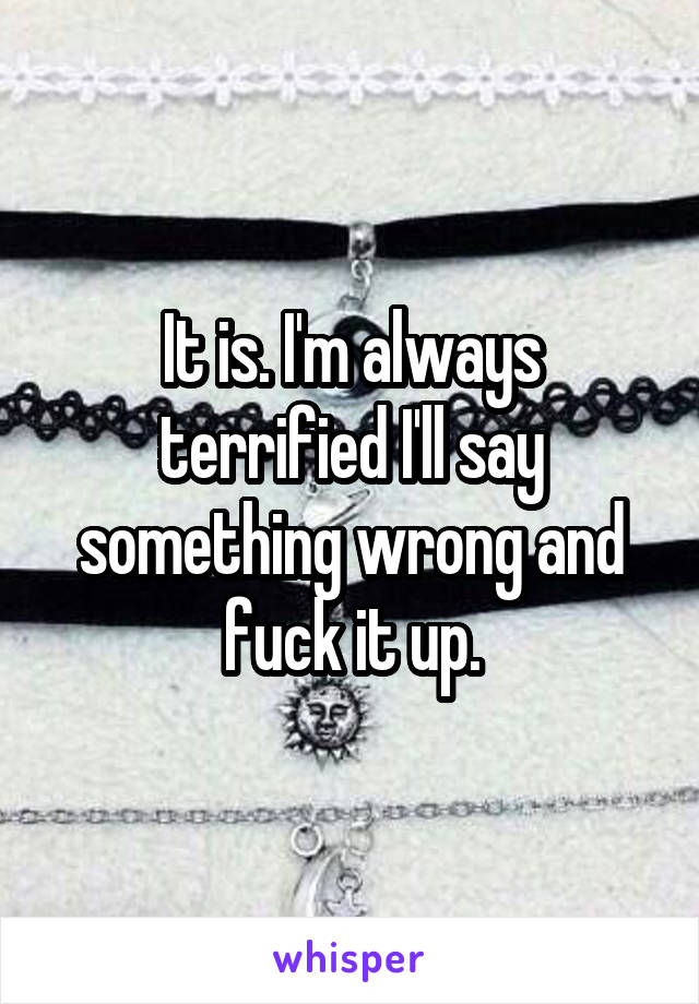 It is. I'm always terrified I'll say something wrong and fuck it up.