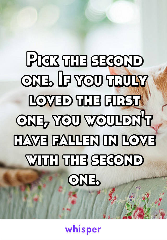 Pick the second one. If you truly loved the first one, you wouldn't have fallen in love with the second one.