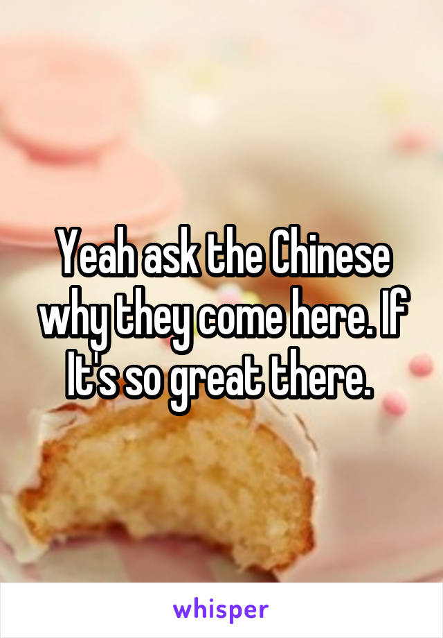 Yeah ask the Chinese why they come here. If
It's so great there. 