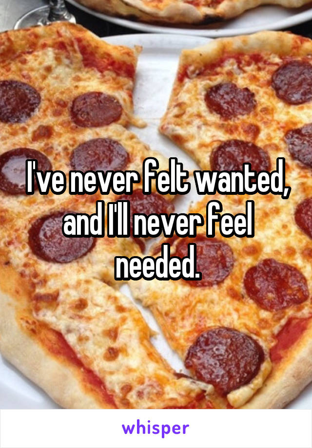 I've never felt wanted, and I'll never feel needed.