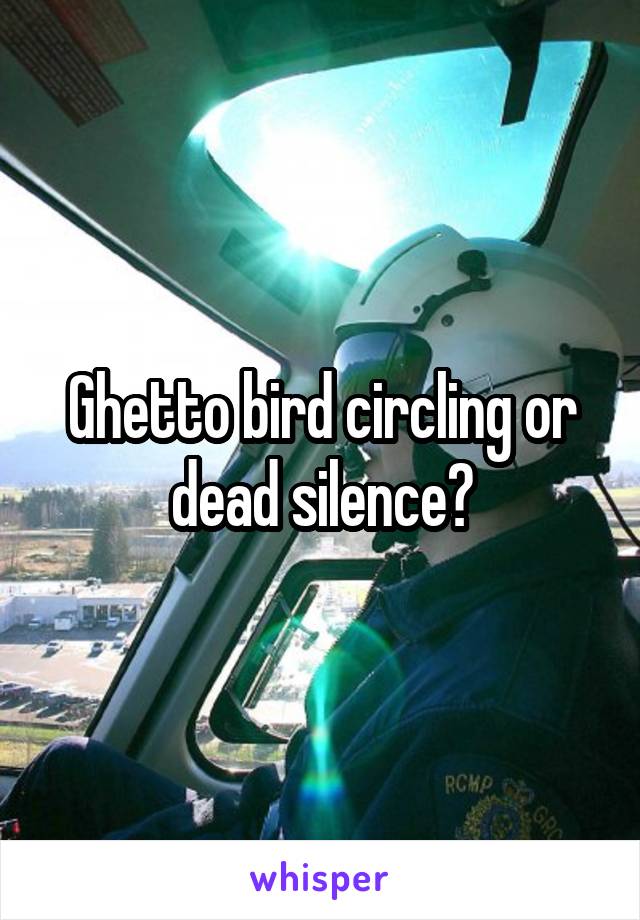 Ghetto bird circling or dead silence?