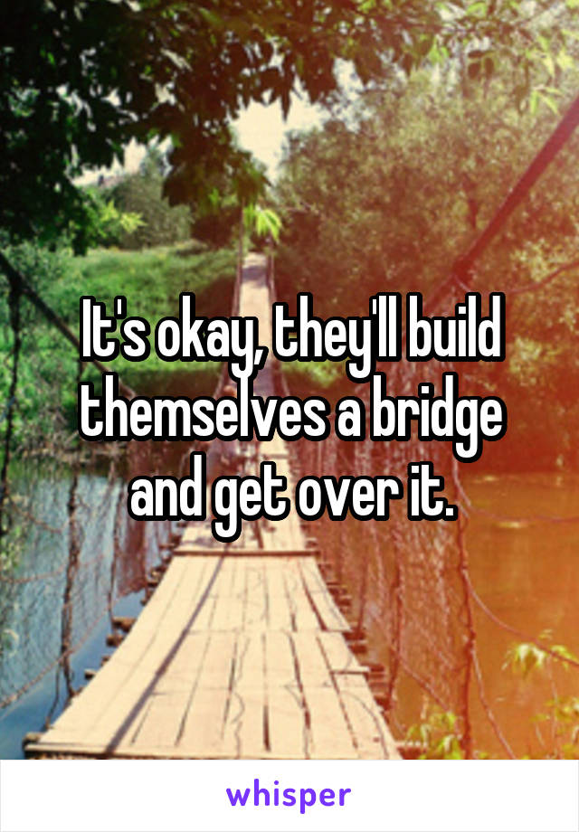 It's okay, they'll build themselves a bridge and get over it.