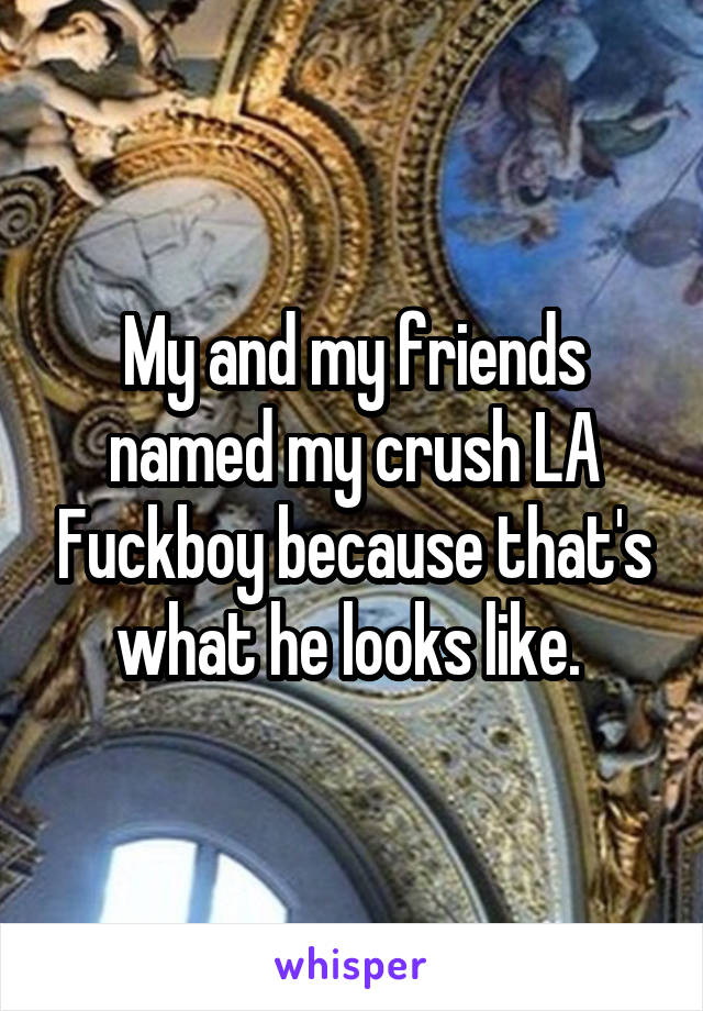 My and my friends named my crush LA Fuckboy because that's what he looks like. 