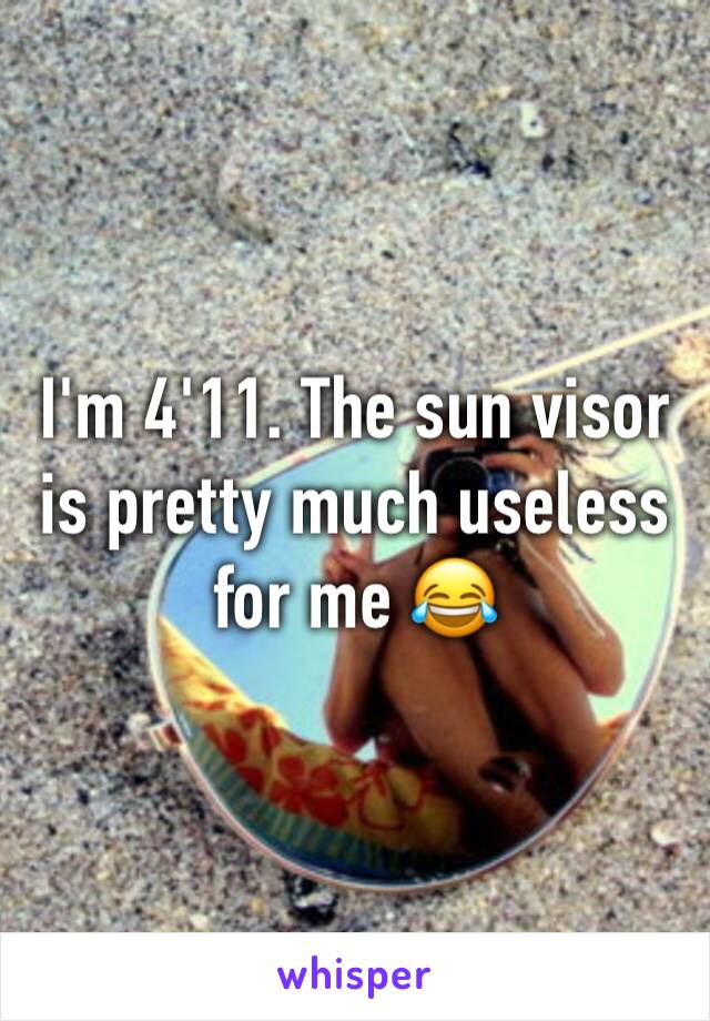 I'm 4'11. The sun visor is pretty much useless for me 😂