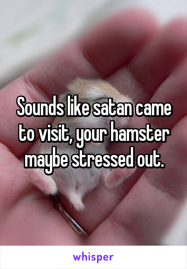Sounds like satan came to visit, your hamster maybe stressed out.