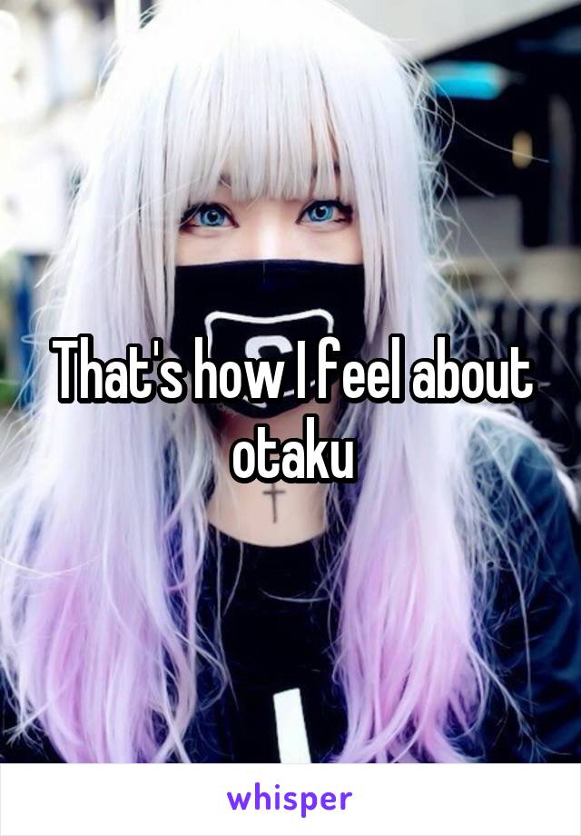 That's how I feel about otaku