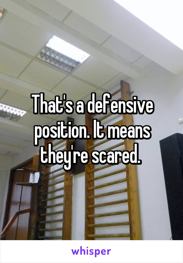 That's a defensive position. It means they're scared. 