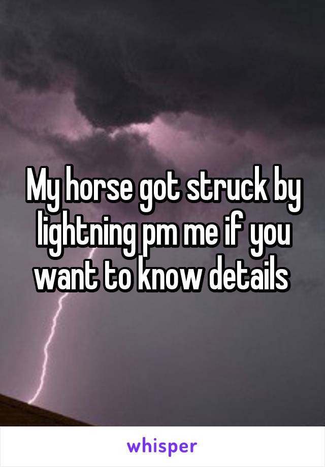 My horse got struck by lightning pm me if you want to know details 