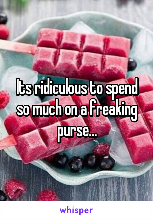Its ridiculous to spend so much on a freaking purse...