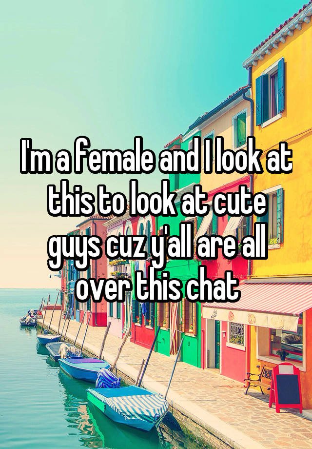 I M A Female And I Look At This To Look At Cute Guys Cuz Y All Are All Over This Chat