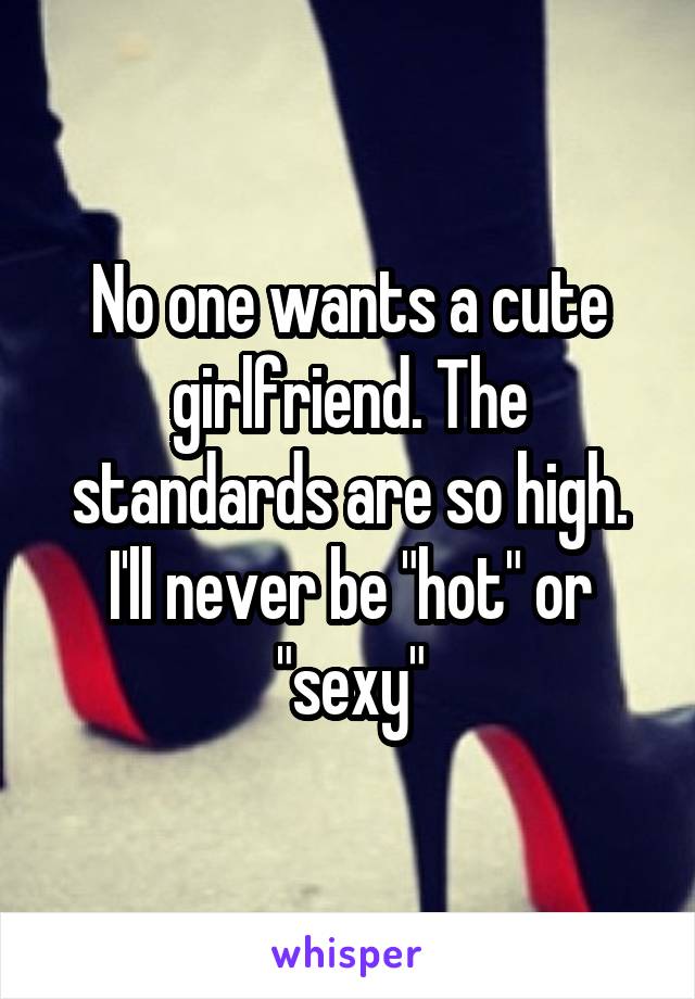 No one wants a cute girlfriend. The standards are so high. I'll never be "hot" or "sexy"