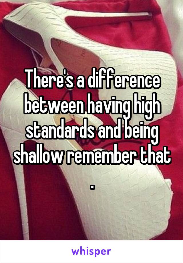 There's a difference between having high standards and being shallow remember that .