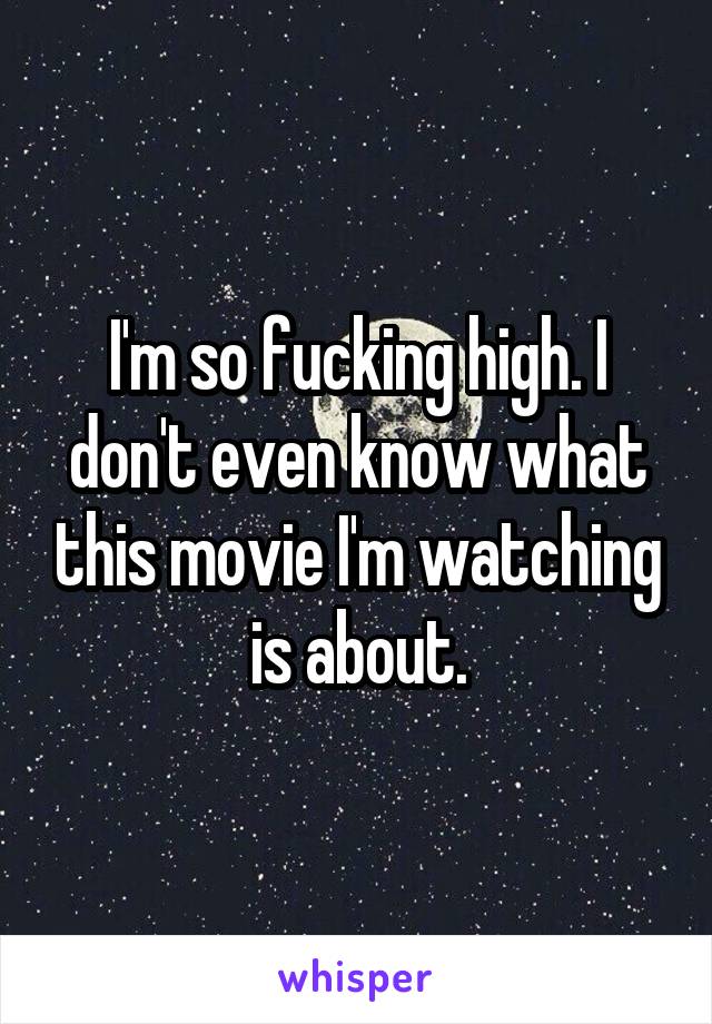 I'm so fucking high. I don't even know what this movie I'm watching is about.