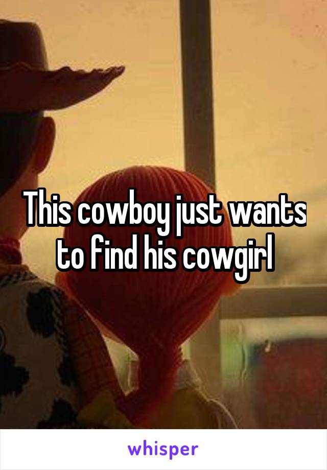 This cowboy just wants to find his cowgirl