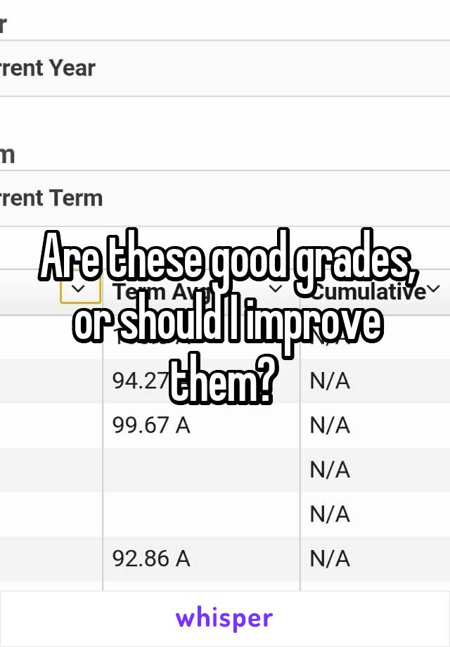 Are these good grades, or should I improve them? 