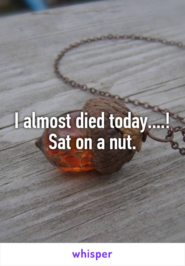 I almost died today....! Sat on a nut.